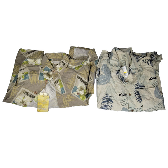 Hawaiian Shirts Dress Mens Sz Medium 100% Silk Summer Beach Pool Bowling Hawaii - Picture 1 of 10